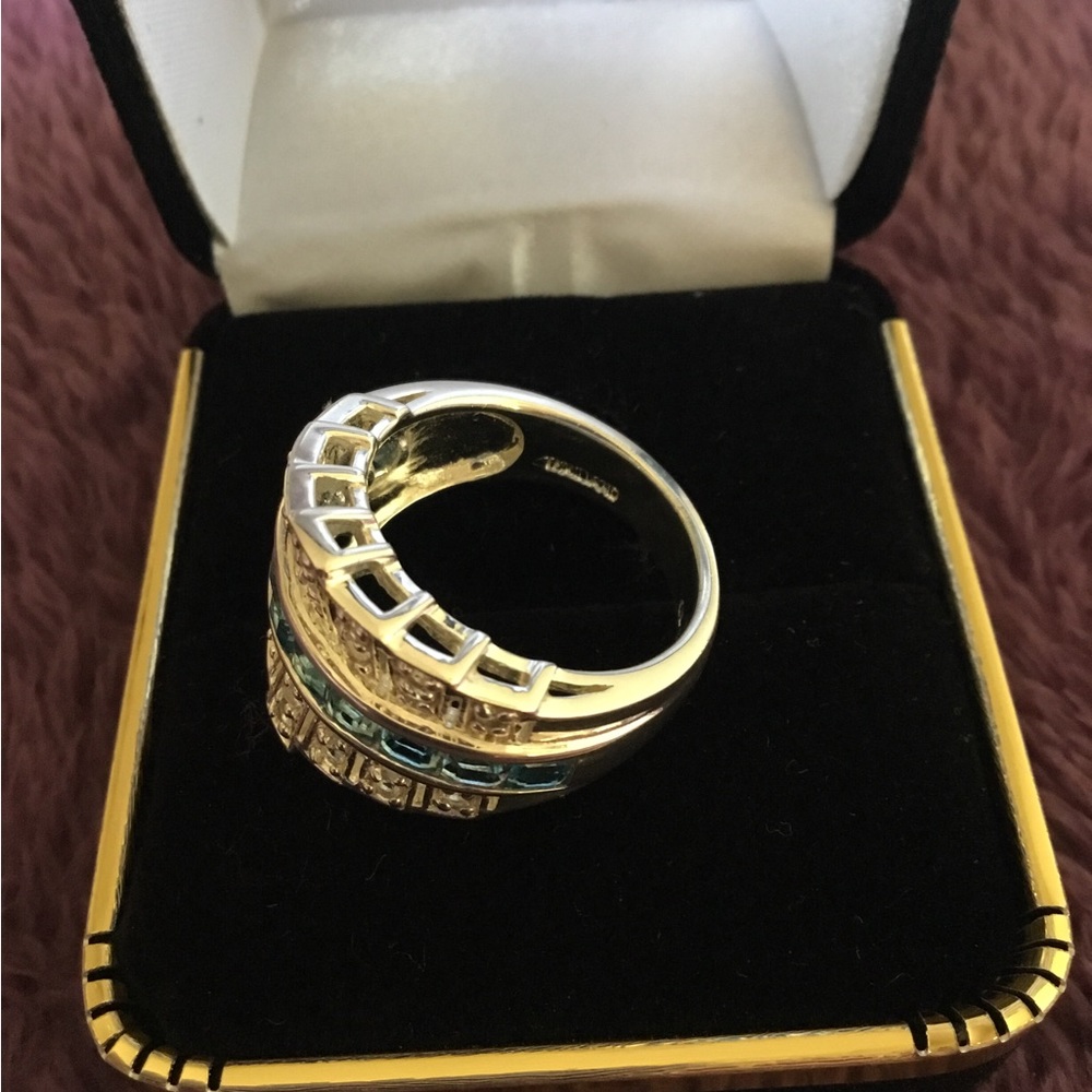 BRAND NEW BOLD Natural Diamond & Blue Sapphires Band Ring-7 - Picture 10 of 16